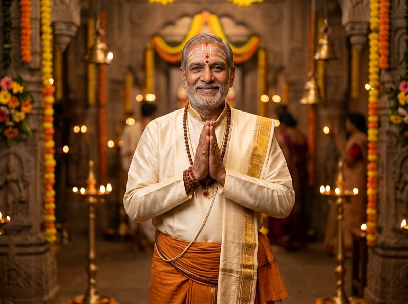 North Indian Vedic Priest offering traditional blessings and mantras in Bangalore