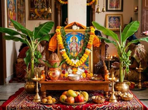 Complete Shri Satyanarayan Katha Puja Samagri Kit with prasad ingredients in Bangalore